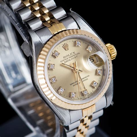 rolex oyster perpetual datejust womens silver gold with diamonds|Rolex Datejust 31 gold price.